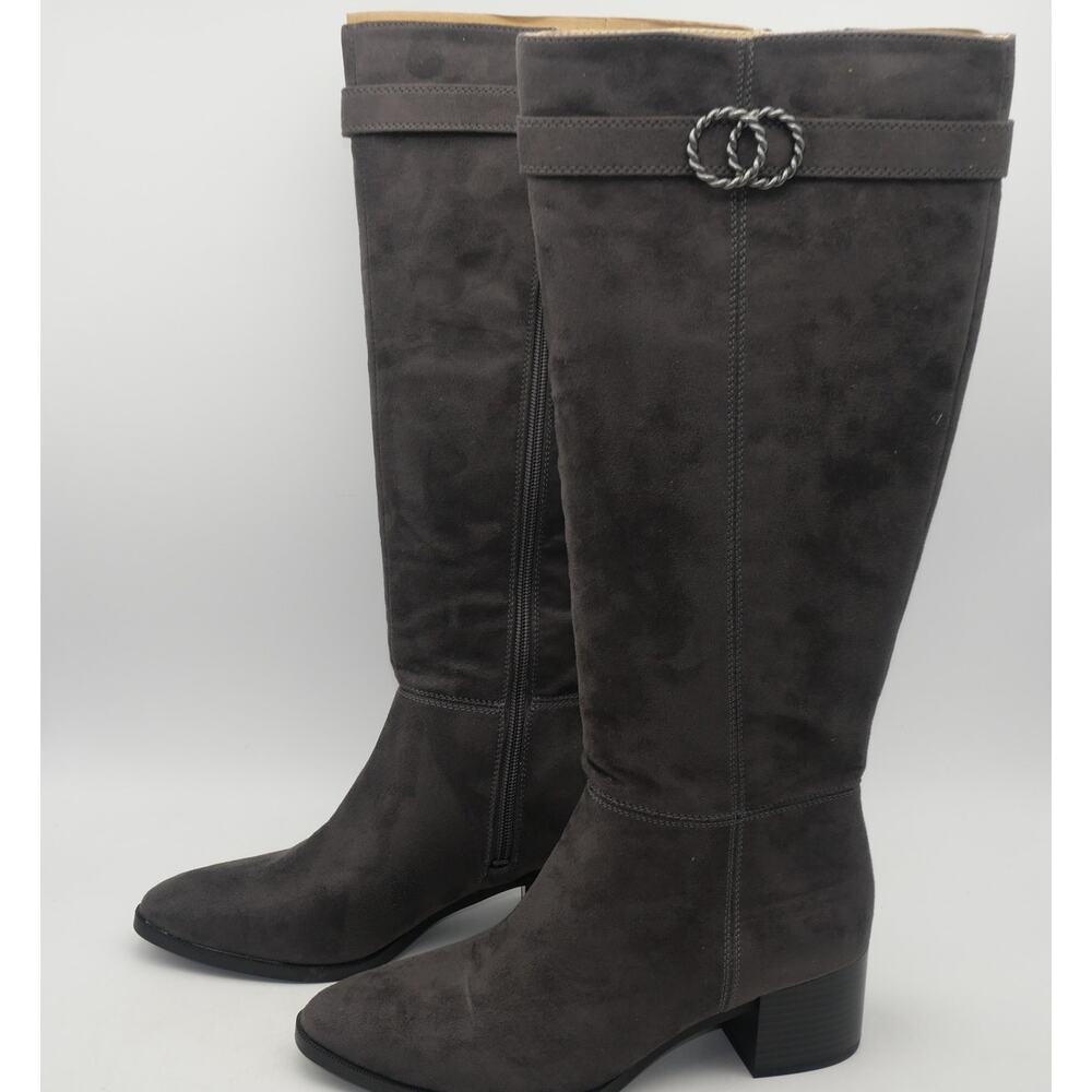 NEW Lifestride Daring Women's 8 Knee High Boots Gray Suede Square Heel - Picture 4 of 9